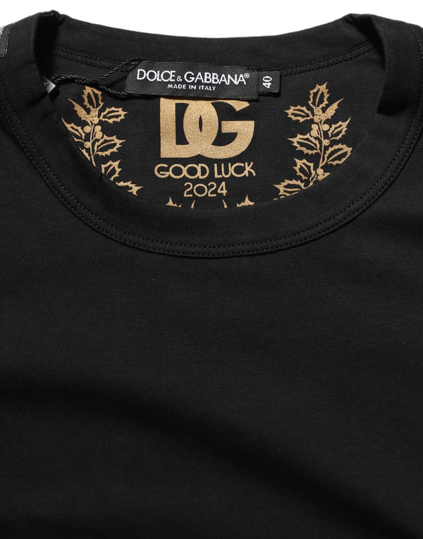Black Cotton Crew Neck Short Sleeves T-Shirt