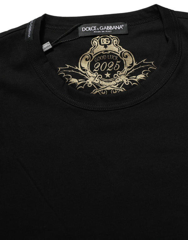 Black Cotton Crew Neck Short Sleeves T-Shirt