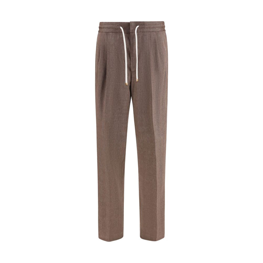 Brown Linen Casual Pants