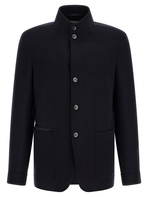Blue Cashmere Full-Length Jacket Clothing