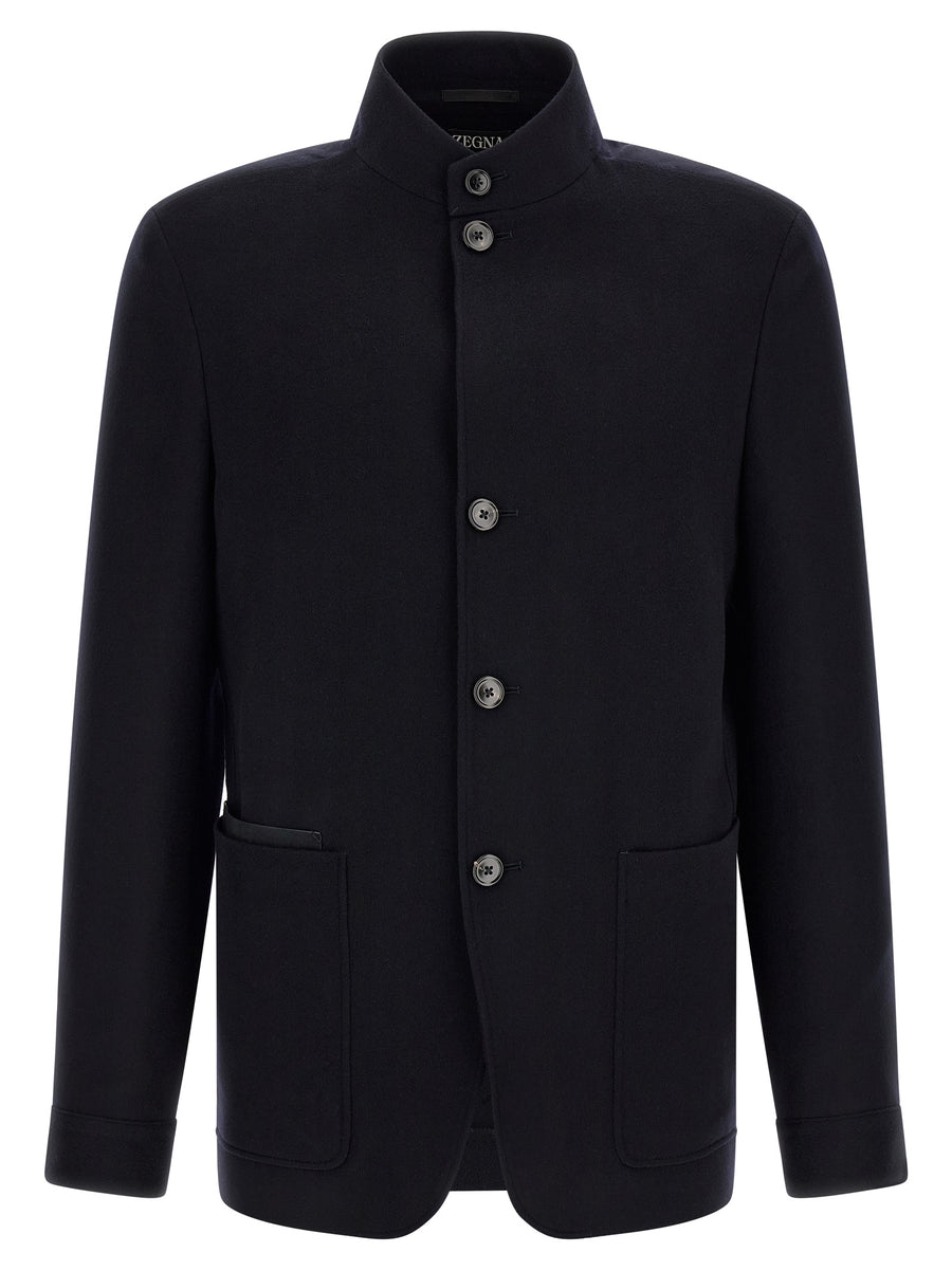 Blue Cashmere Full-Length Jacket Clothing