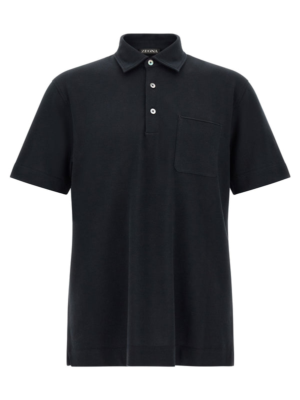 Blue Cotton Polo Shirt