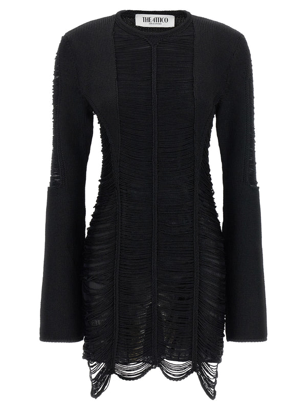 Black Viscose Short Dress