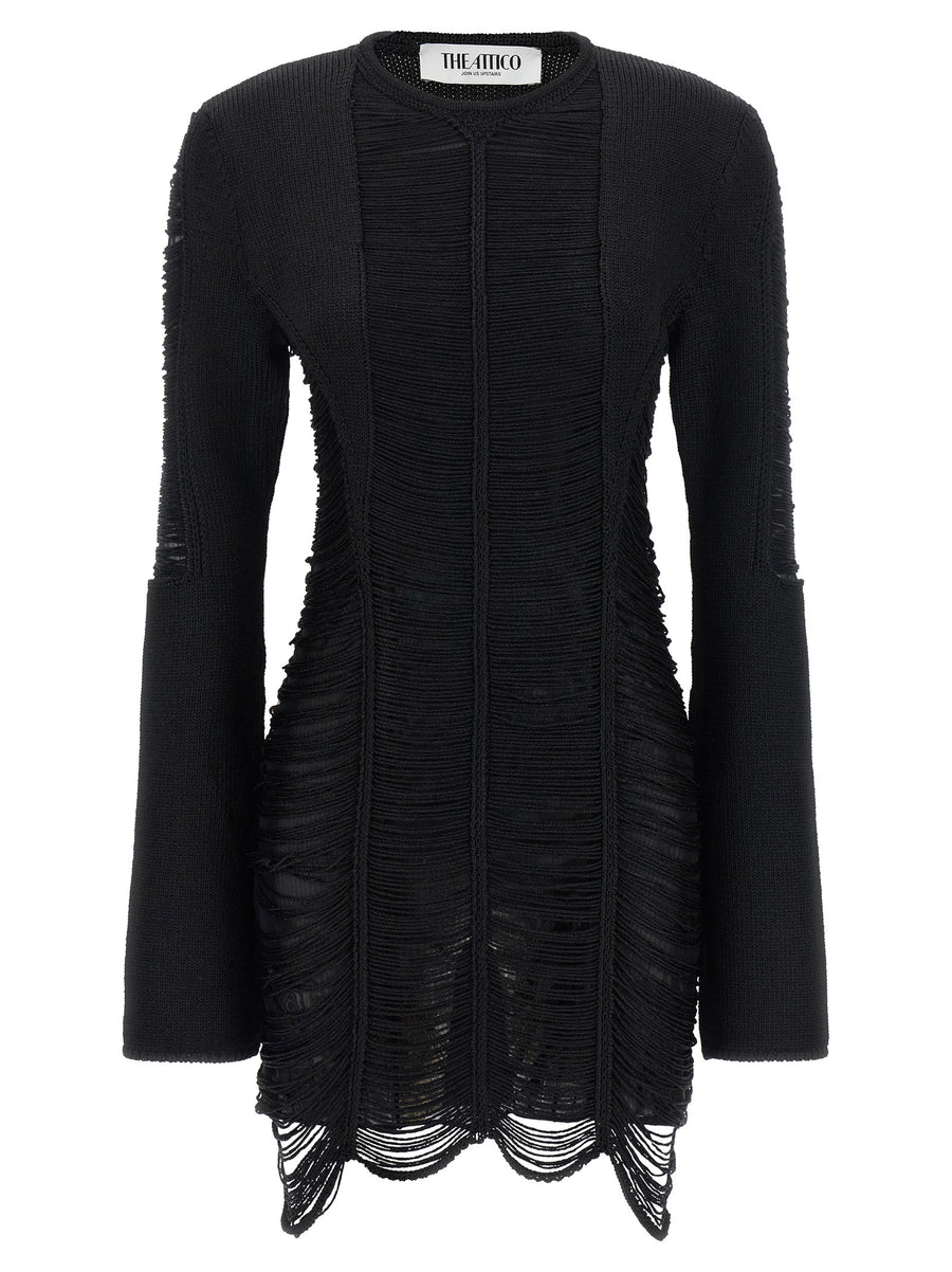 Black Viscose Short Dress