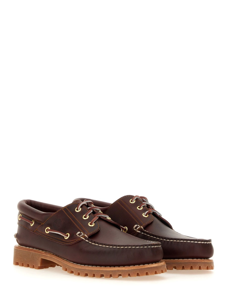 Leather Boat Moccasin Bordeaux Lace-up Shoes
