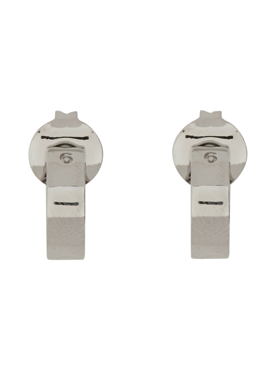 Earrings With Logo Silver Brass