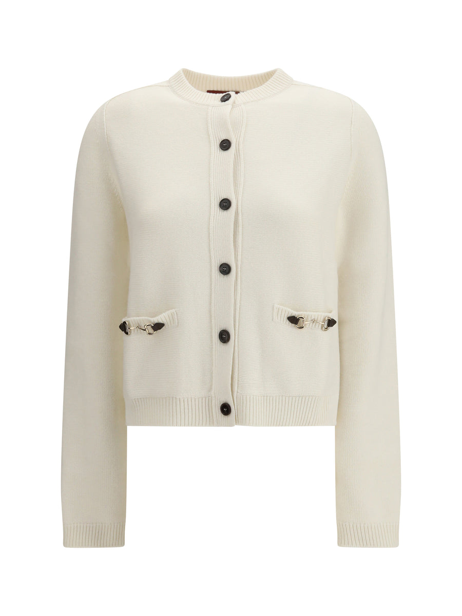 Cardigan Wool And Cashmere White-Mix White/mix
