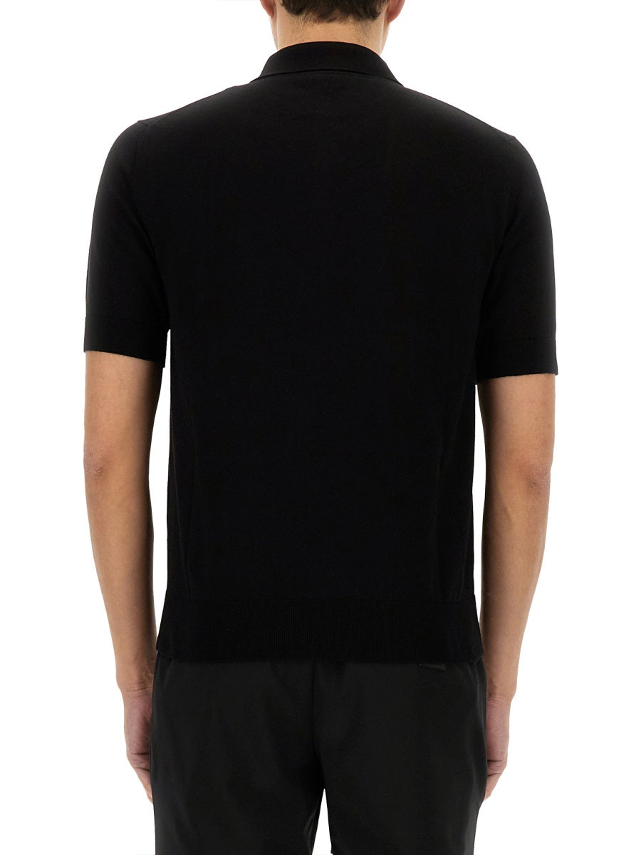 Polo With Logo Black Cotton Shirts