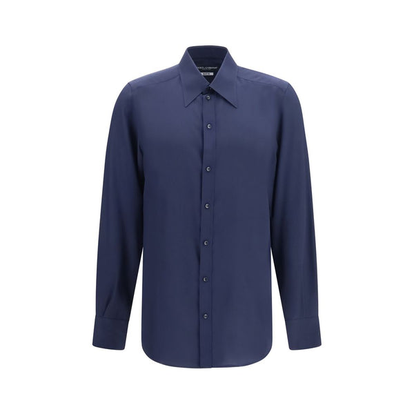 Blue Silk Dress Shirt