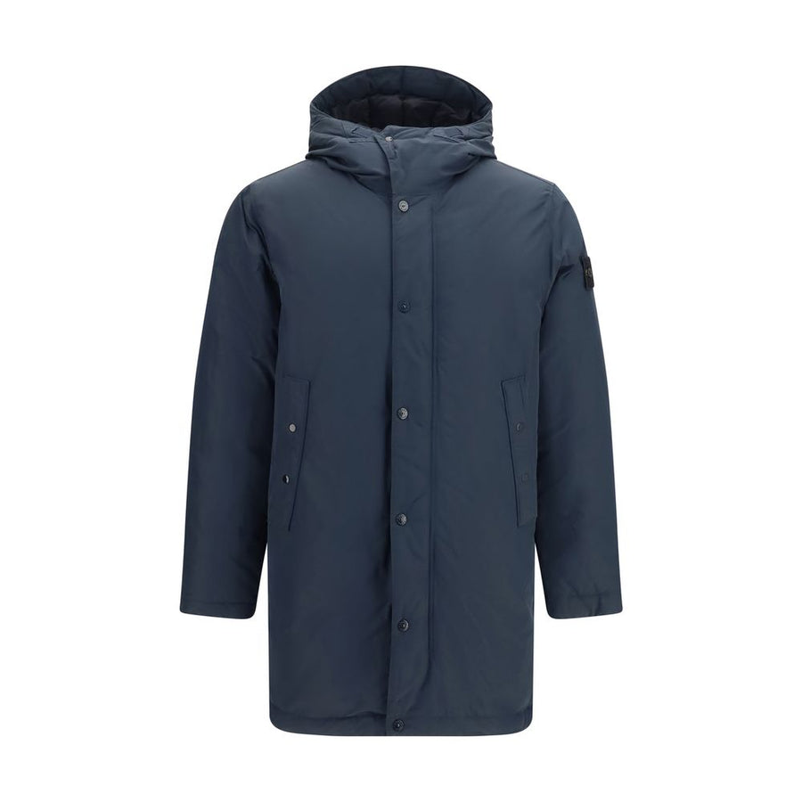 Blue Polyester Coat Clothing