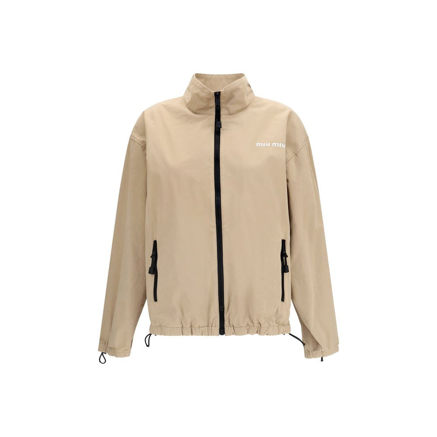 Beige Cotton Full-Length Jacket Clothing