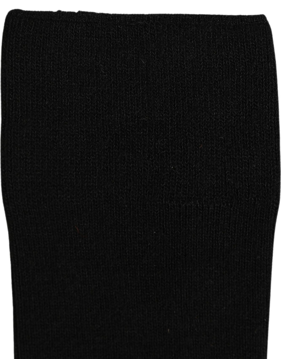 Men Black Viscose Logo Knee High Accessory Socks Nylon Clothing