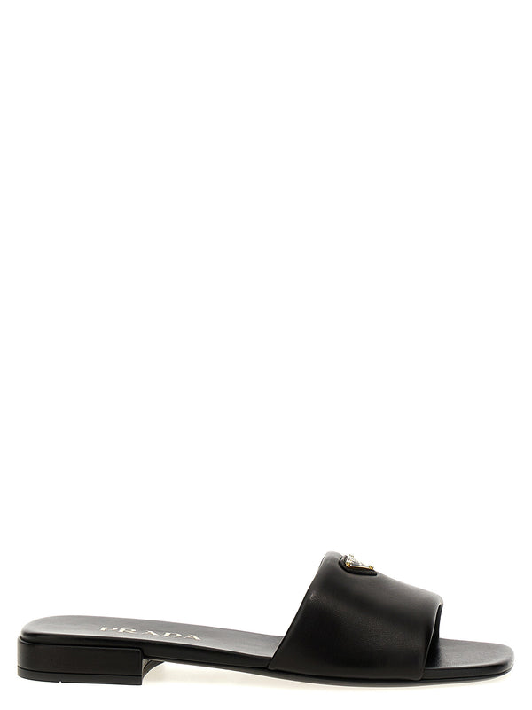 Black Lamb Leather Slides Shoe