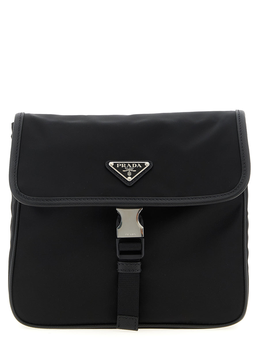 Black Recycled Polyamide Crossbody Bag
