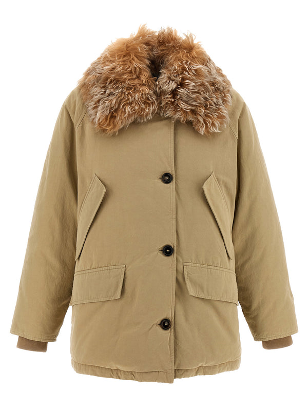Beige Cotton Full-Length Jacket Clothing