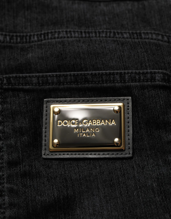 Black Cotton Relaxed Wide Leg Men Denim Jeans Clothing