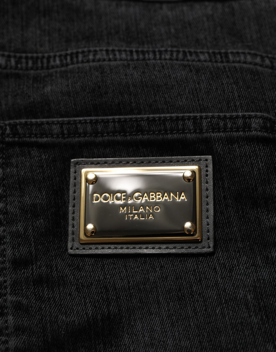 Black Cotton Relaxed Wide Leg Men Denim Jeans Clothing