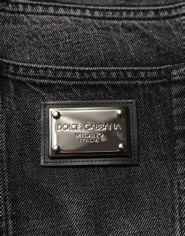 Dark Gray Cotton Baggy Cargo Men Denim Jeans Clothing