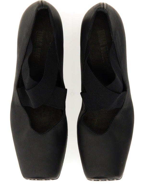 Leather Ballerinas Black Calf Shoe