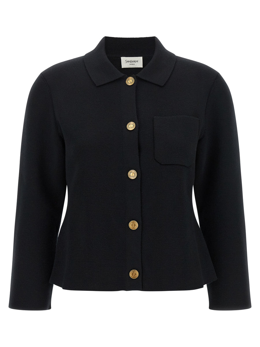 Black Wool Cardigan Clothing