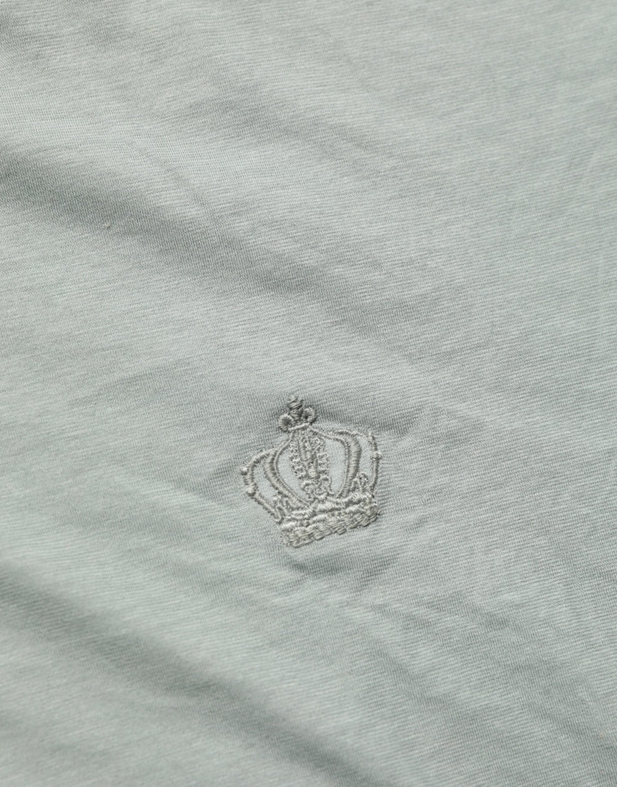 Green Cotton Short Sleeve Crew Neck T-Shirt