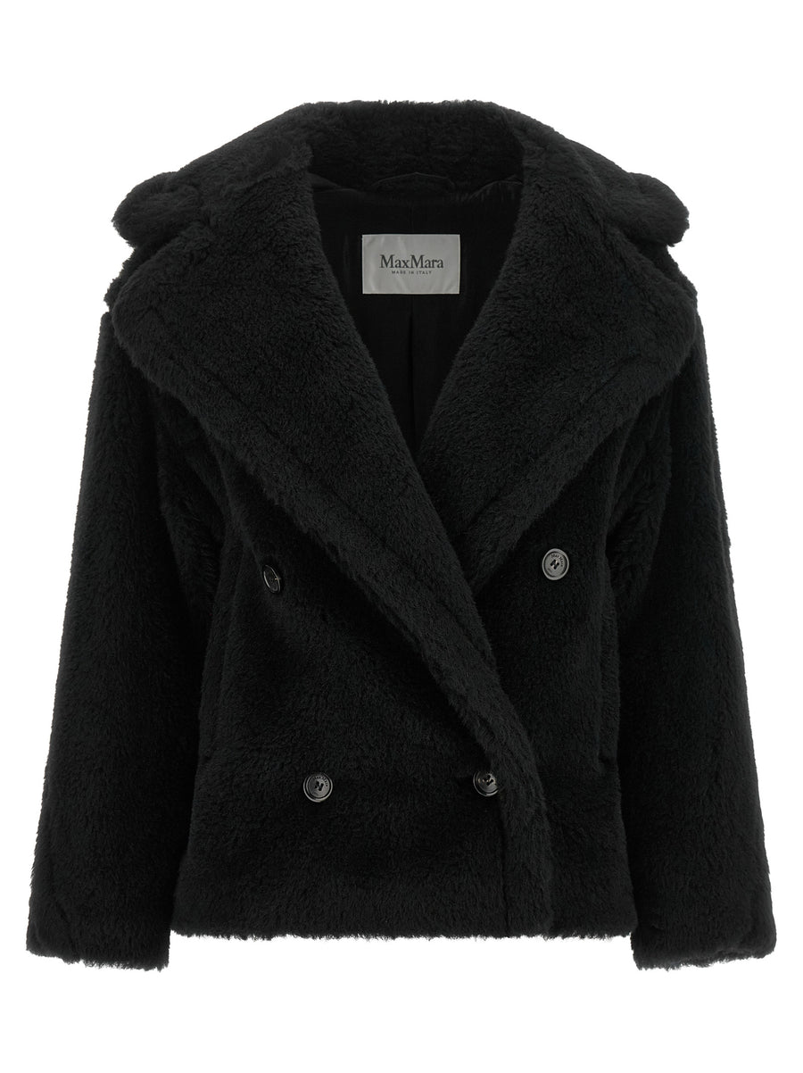 Black Alpaca Leather Coat Clothing