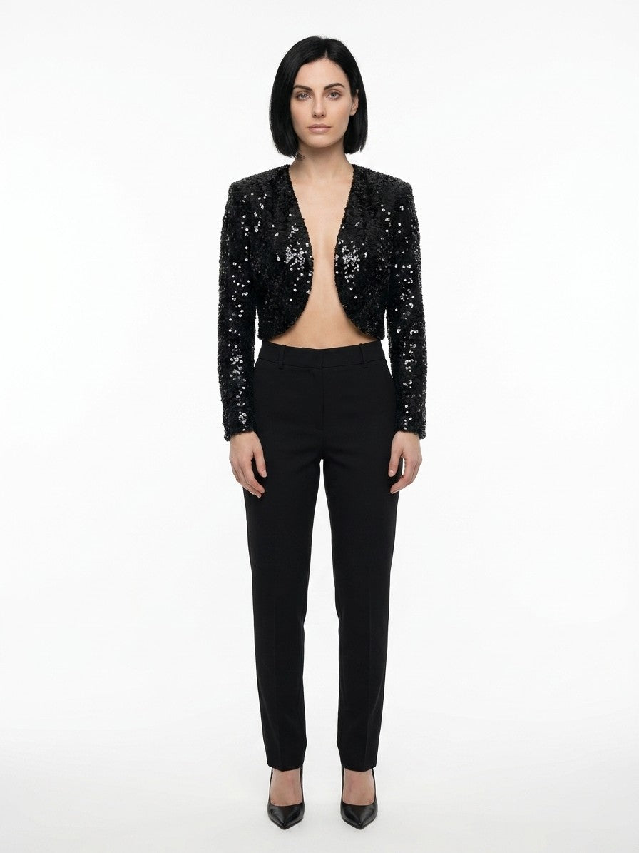Black Polyester Biker Jacket Clothing