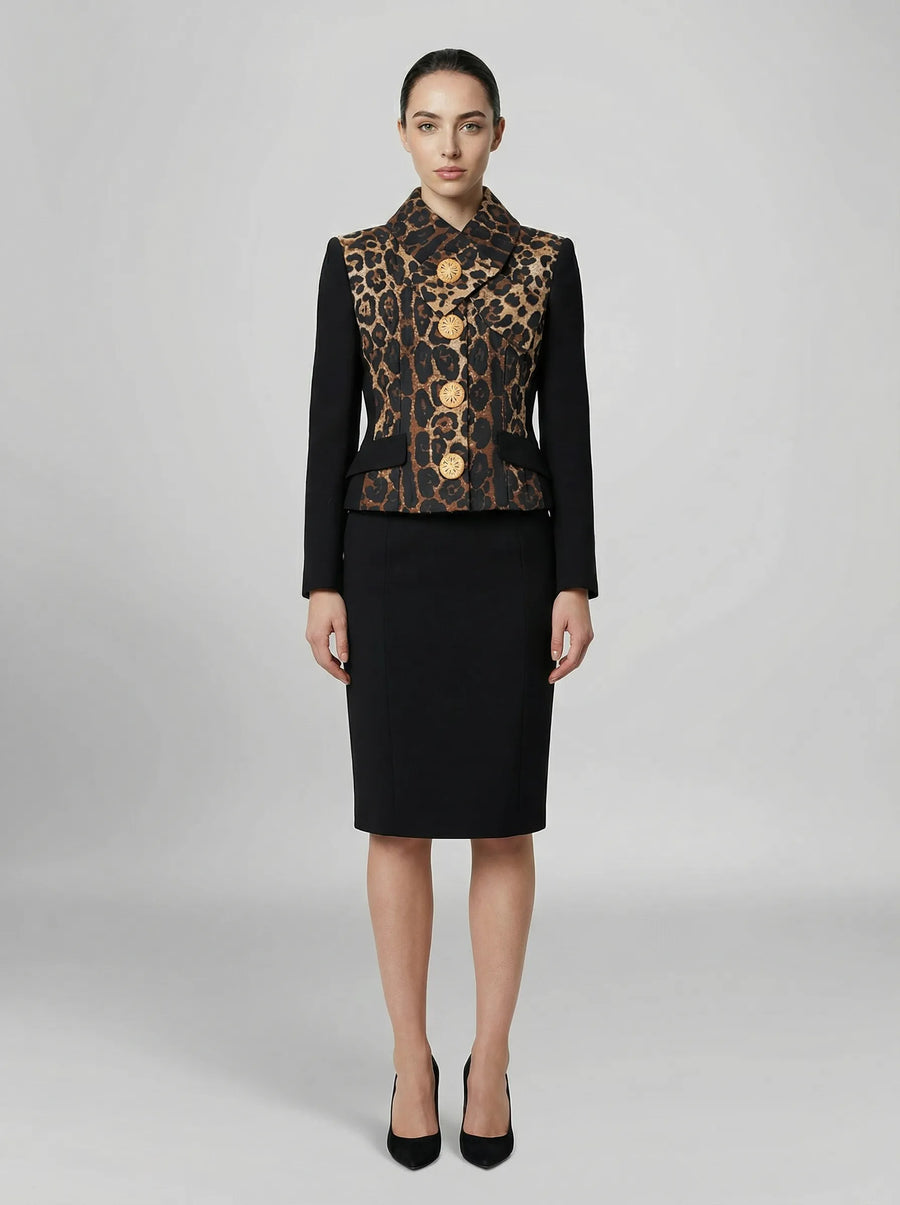 Black Metallic Fibre Full-Length Jacket Clothing