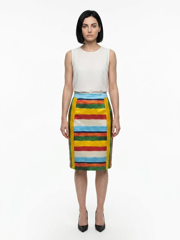 Multicolor Cotton Midi Skirt