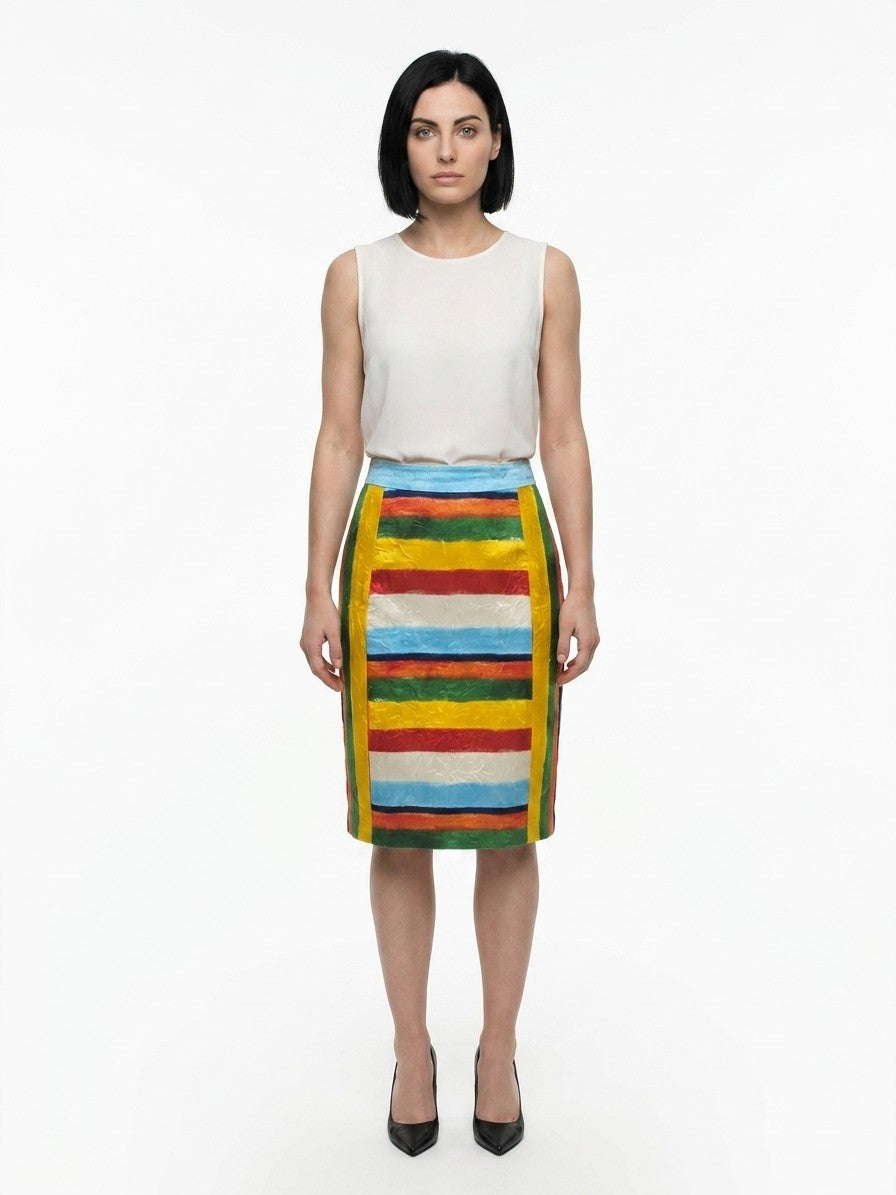 Multicolor Cotton Midi Skirt