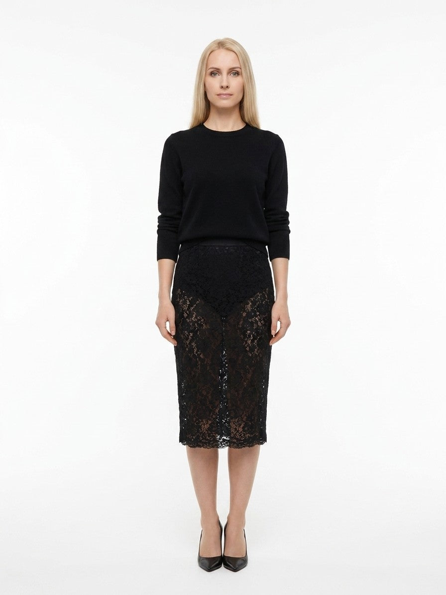 Black Polyamide Midi Skirt