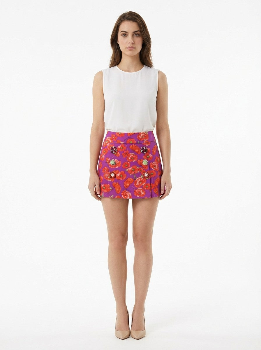 Multicolor Cotton Mini Skirt