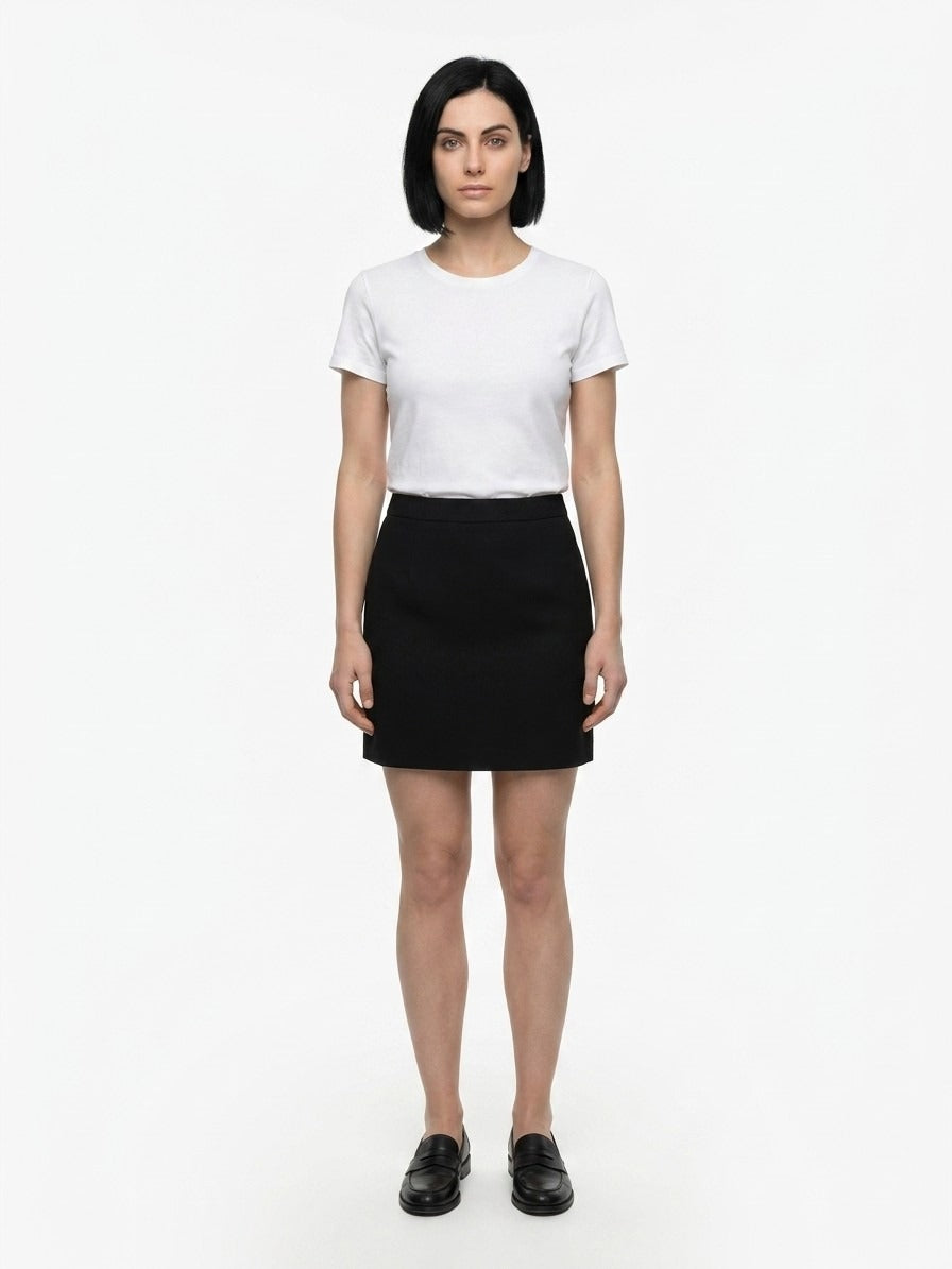 Black Elastane Mini Skirt