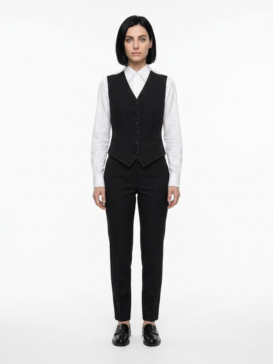 Blue Elastane Waistcoat Clothing
