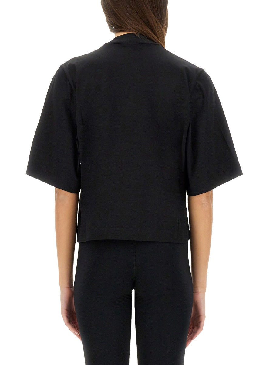 Logo Cropped T-Shirt Black Cotton T-shirts