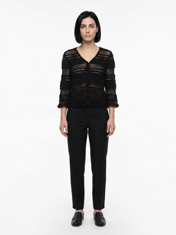 Black Cotton Cardigan Clothing