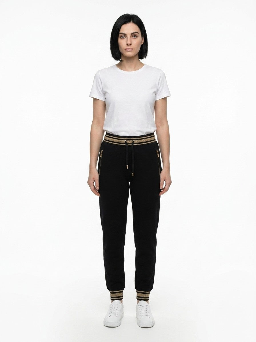 Black Cotton Casual Pants