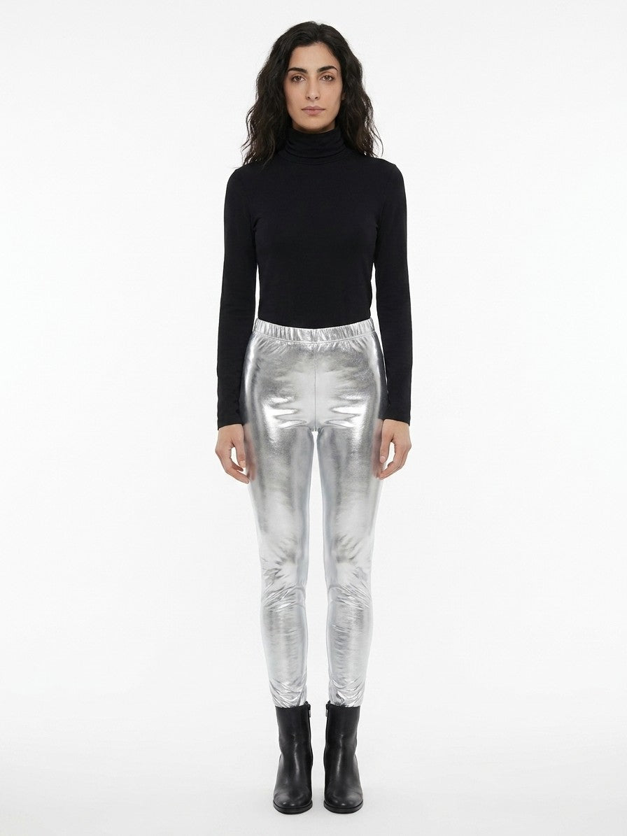 Silver Elastane Skinny Pants