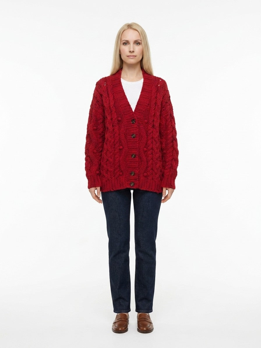 Bordeaux Virgin Wool Cardigan Clothing
