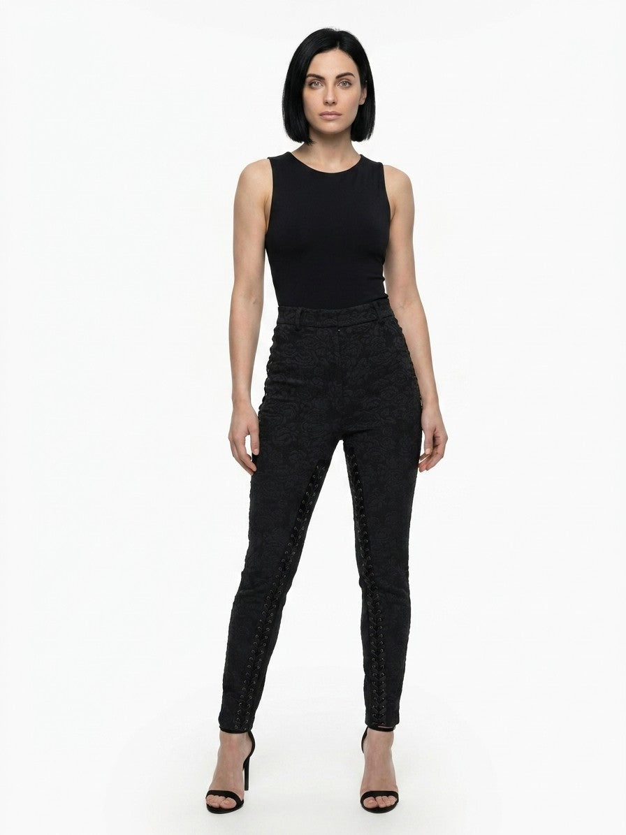 Black Cotton Skinny Pants
