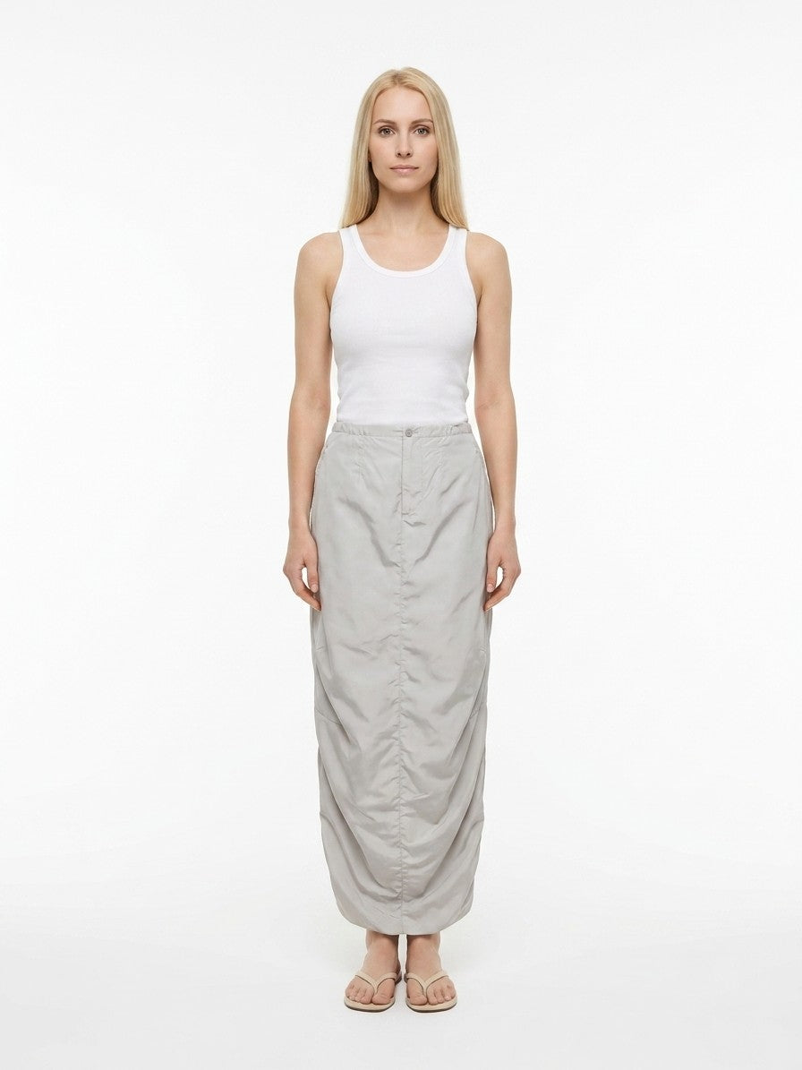 Gray Polyamide Long Skirt