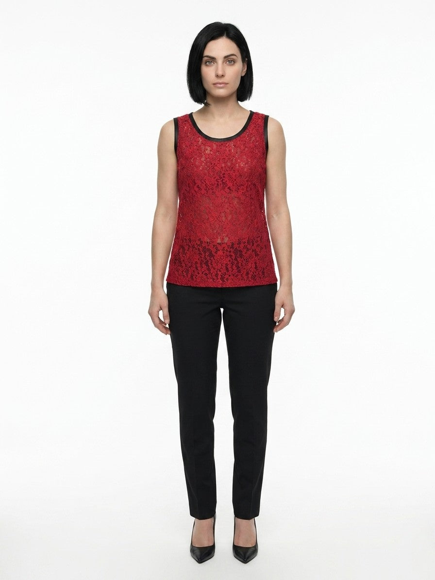 Bordeaux Acetate Sleeveles T-Shirt
