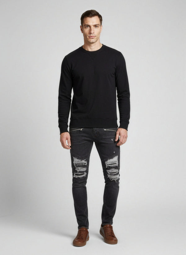 Black Cotton Slim Fit Jeans Clothing