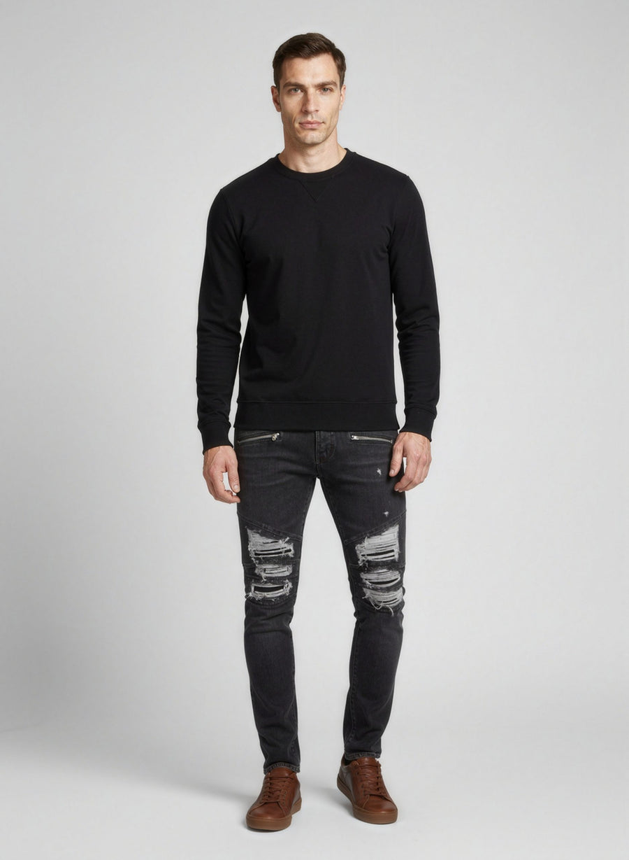 Black Cotton Slim Fit Jeans Clothing