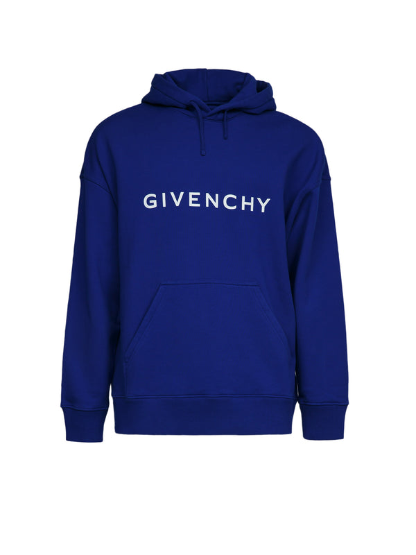 Blue Cotton Hoodie Clothing