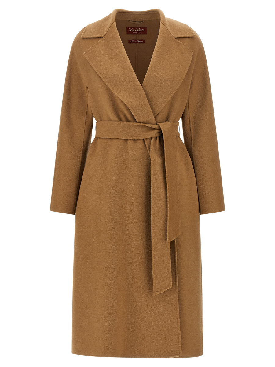 Beige Virgin Wool Coat Clothing