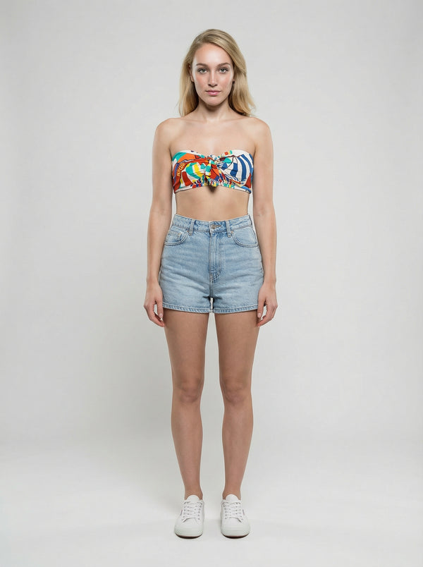 Multicolor Denim Shorts