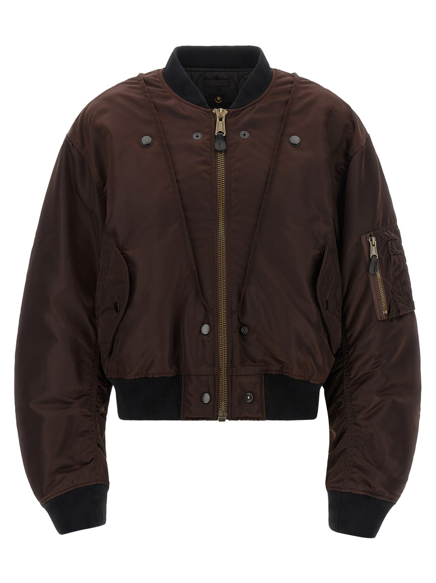 Brown Polyamide Bomber Clothing