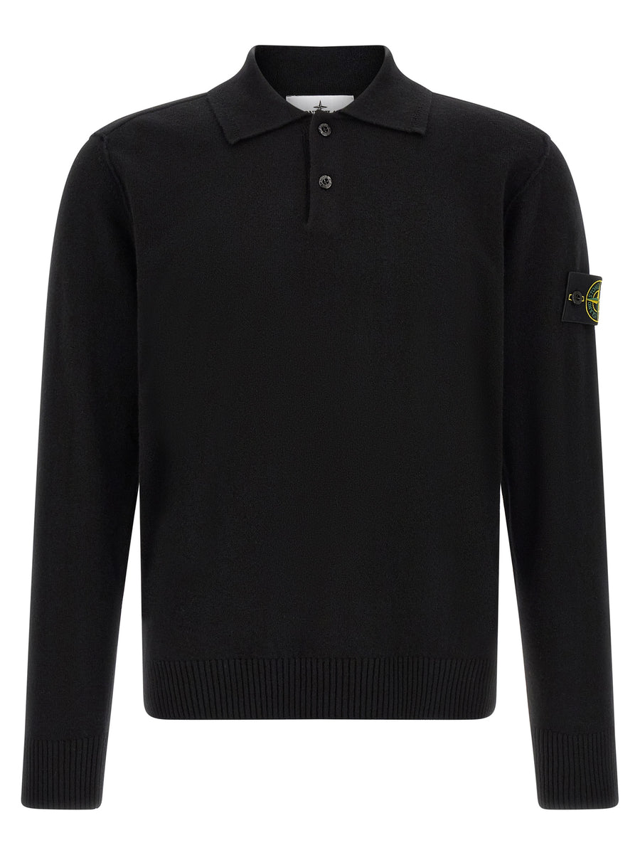 Black Virgin Wool Polo Shirt