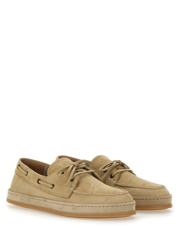 Leather Boat Moccasin Beige Calfskin Loafers